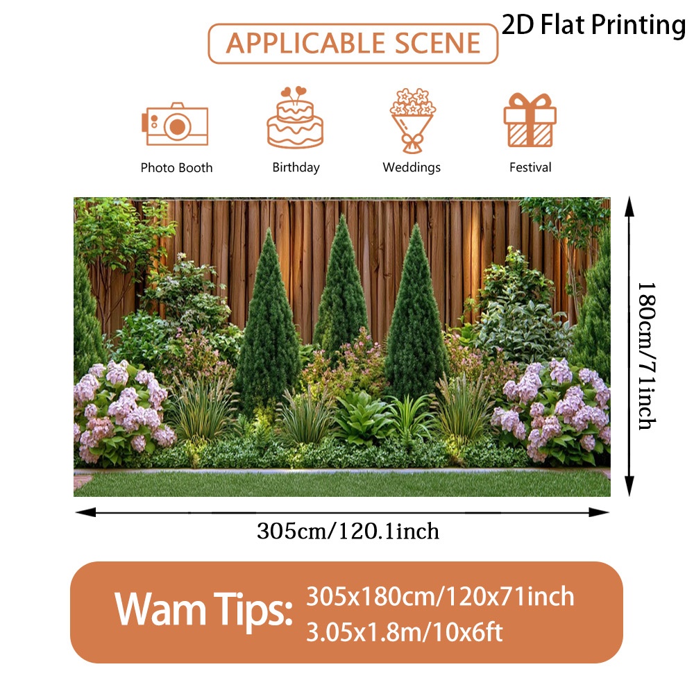 TEMU (2d Flat) 1pc Garden With Greenery Garage Door Banner, , Polyester Fiber, Suitable For Festival Parties, Fence & Wall Decoration, Courtyard,