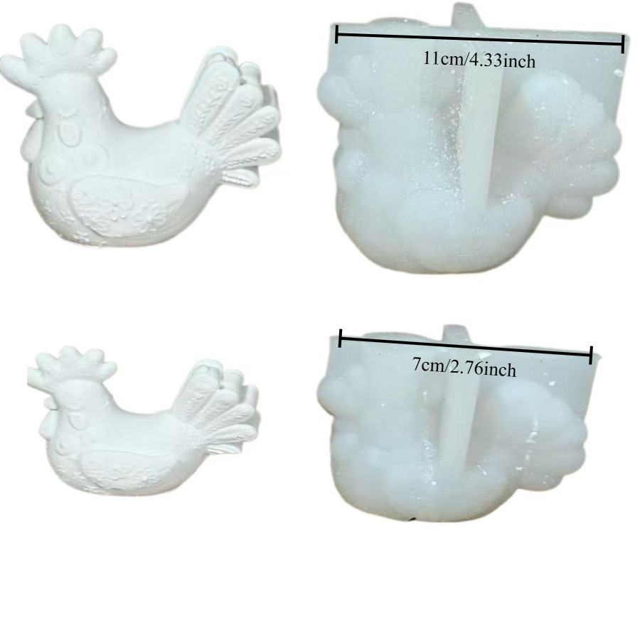 2pcs Chicken-sized Patterned Silicone Plaster Mold For Decor Ornaments And Resin Molding