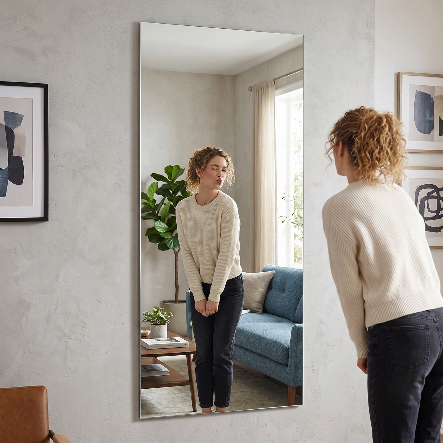 Self-adhesive Reflective Wall Mirror Sticker Roll 2m, Non-glass Design, Multi-scene Decor Stickers For Bathroom And Home Interior Decoration