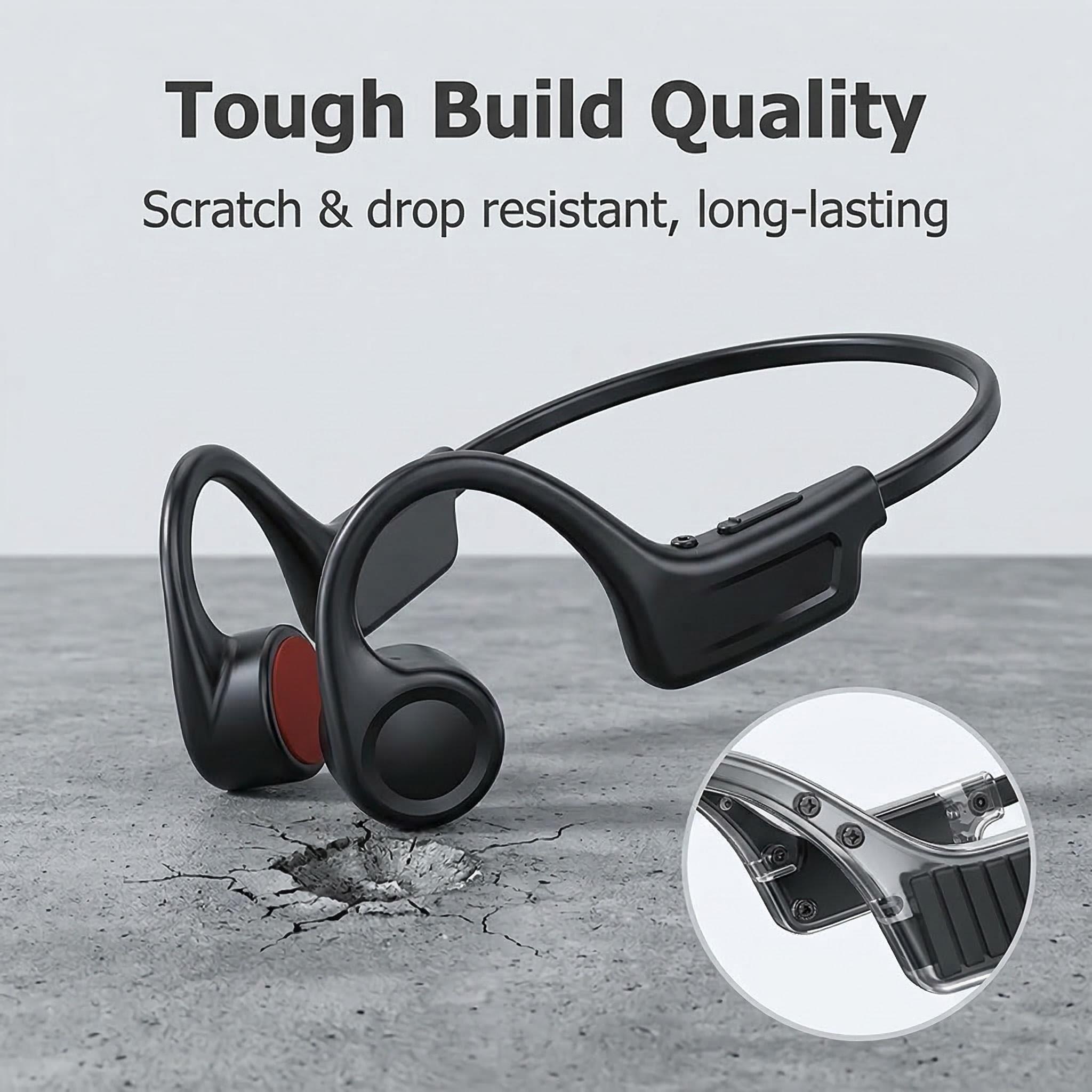 Bone Conduction Headphones, Wireless Open-Ear Earbuds with 15H Battery Life, Wireless 5.4, HiFi Stereo, Waterproof, Noise Reduction Mic for Running, Workout& Outdoor Sports