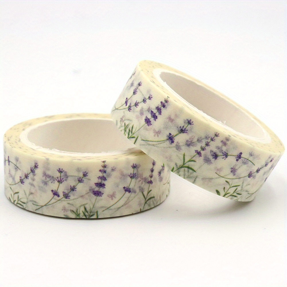 1pc Spring Lavender Flower Stickers Decorative Stationery Tape Learning Supplies Decorative Adhesive Paper Tape For Projects, Scrapbooks And Office Supplies