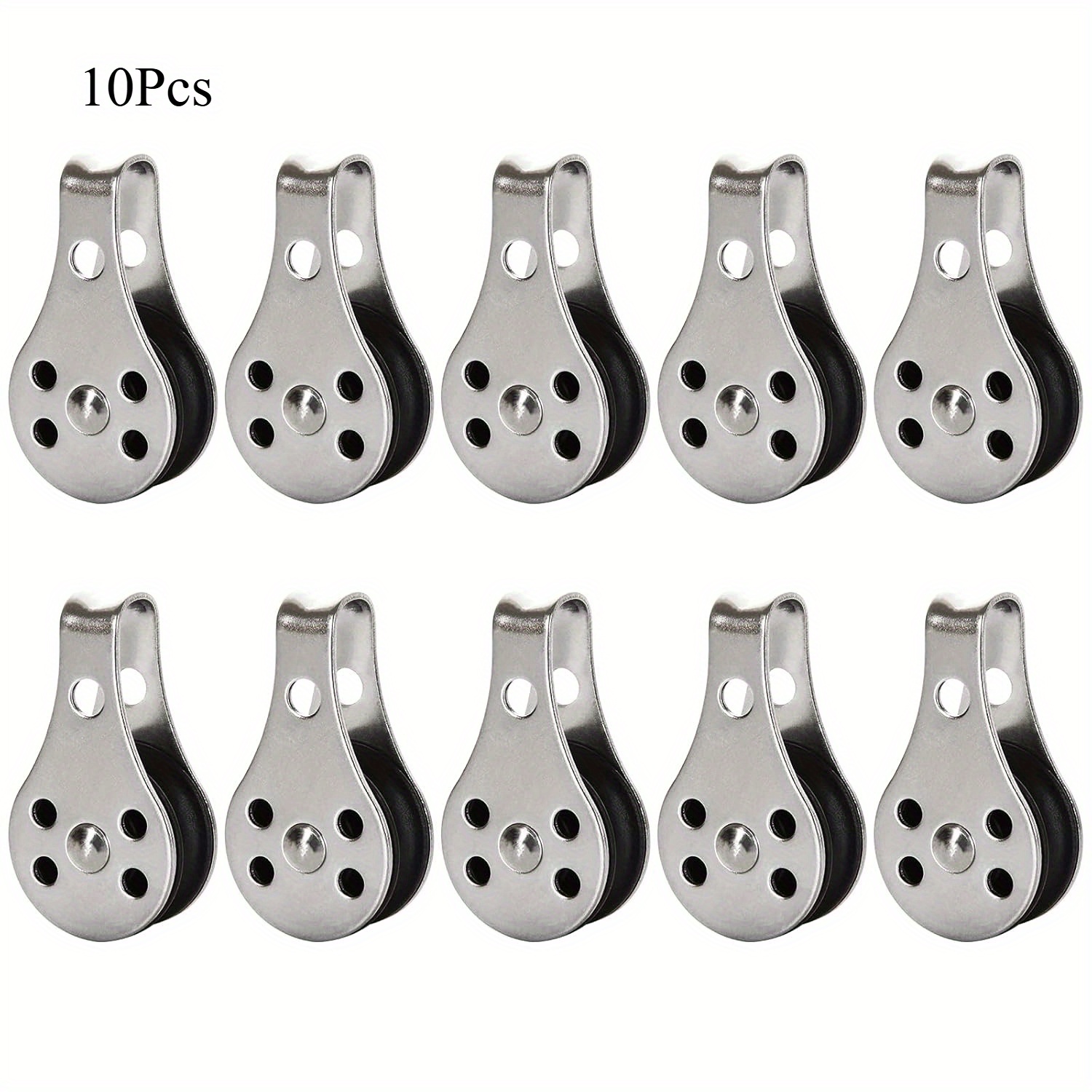 TEMU 10 Heavy-duty Stainless Steel Single Pulleys - Marine Grade, Sailboat Blocks Made Of Steel With Nylon Sheaves And A Single Eye, Featuring A