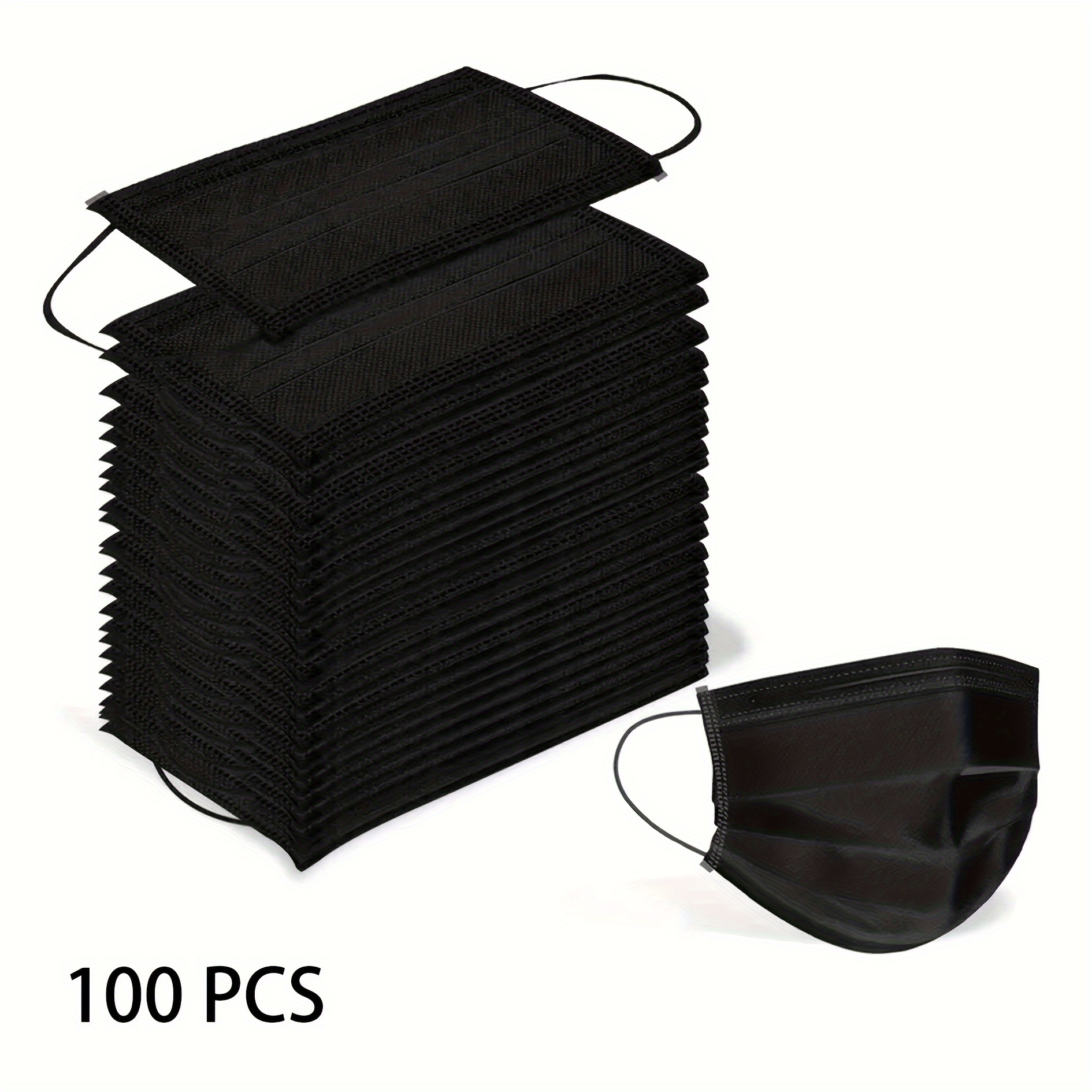 TEMU 100 Low Allergy Black Disposable Masks- No Battery, No Fragrance, Allergy Facial Care Accessories, Travel, Daily Use, Disposable Masks, Travel
