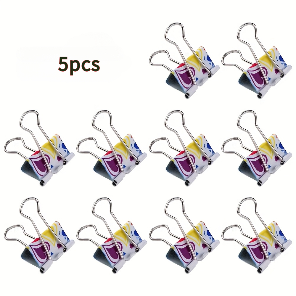 TEMU Set Of 5 Colorful Stainless Steel Mini Binder Clips, Versatile Utility Clips Suitable For Office, Kitchen, School, Crafts, And Home Organization