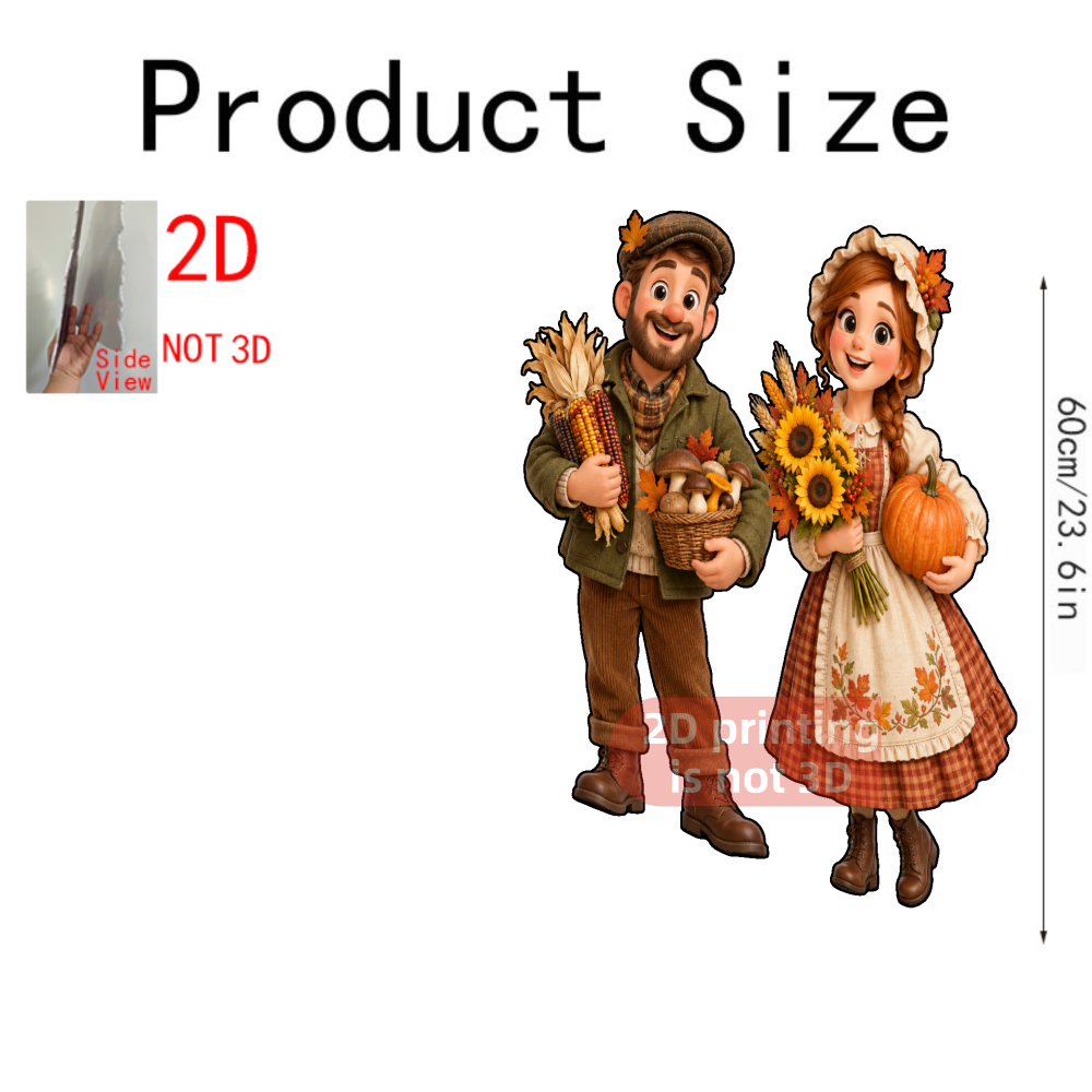 TEMU 2d Flat, Autumn Thanksgiving Indoor Outdoor Cartoon Harvest Sculpture Ornament Set, Thanksgiving Symbol, Festival Party Decoration, Outdoor