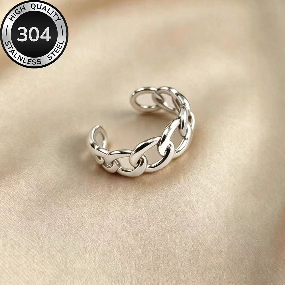 Women's Hypoallergenic Stainless Steel Adjustable Open Ring, Simple Elegance