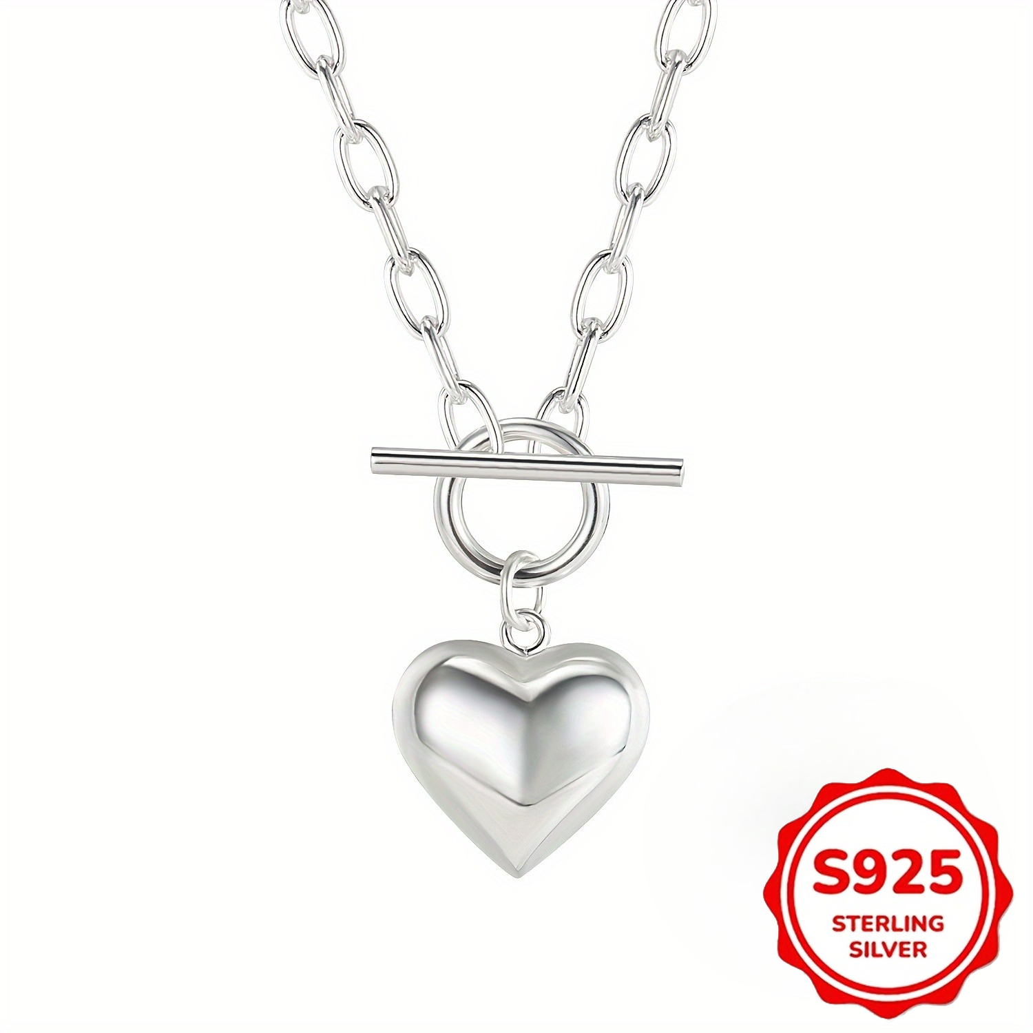 Heart 925 Sterling Silver Necklace for Women — Timeless Retro Design