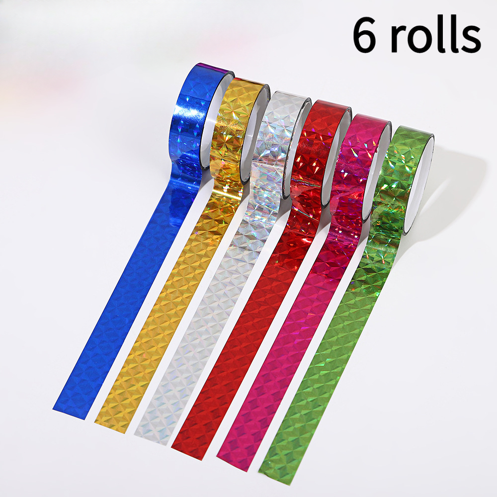 TEMU 6 Rollen Breite 1,2 cm Länge 3 Meter pro Rolle Glitzer Bunte Schreibwaren Dekorband Bunte Kleine Bänder Geschenkverpackungsband Bastelband