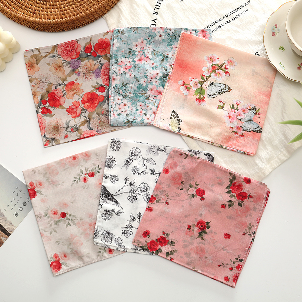 Lenço de Mão Feminino   Nostálgico   Absorvente para Limpar o Suor - Estilo Lenço Puro, Nova Toalha de Mão Chinesa para Limpar o Suor de 13.39 polegadas
