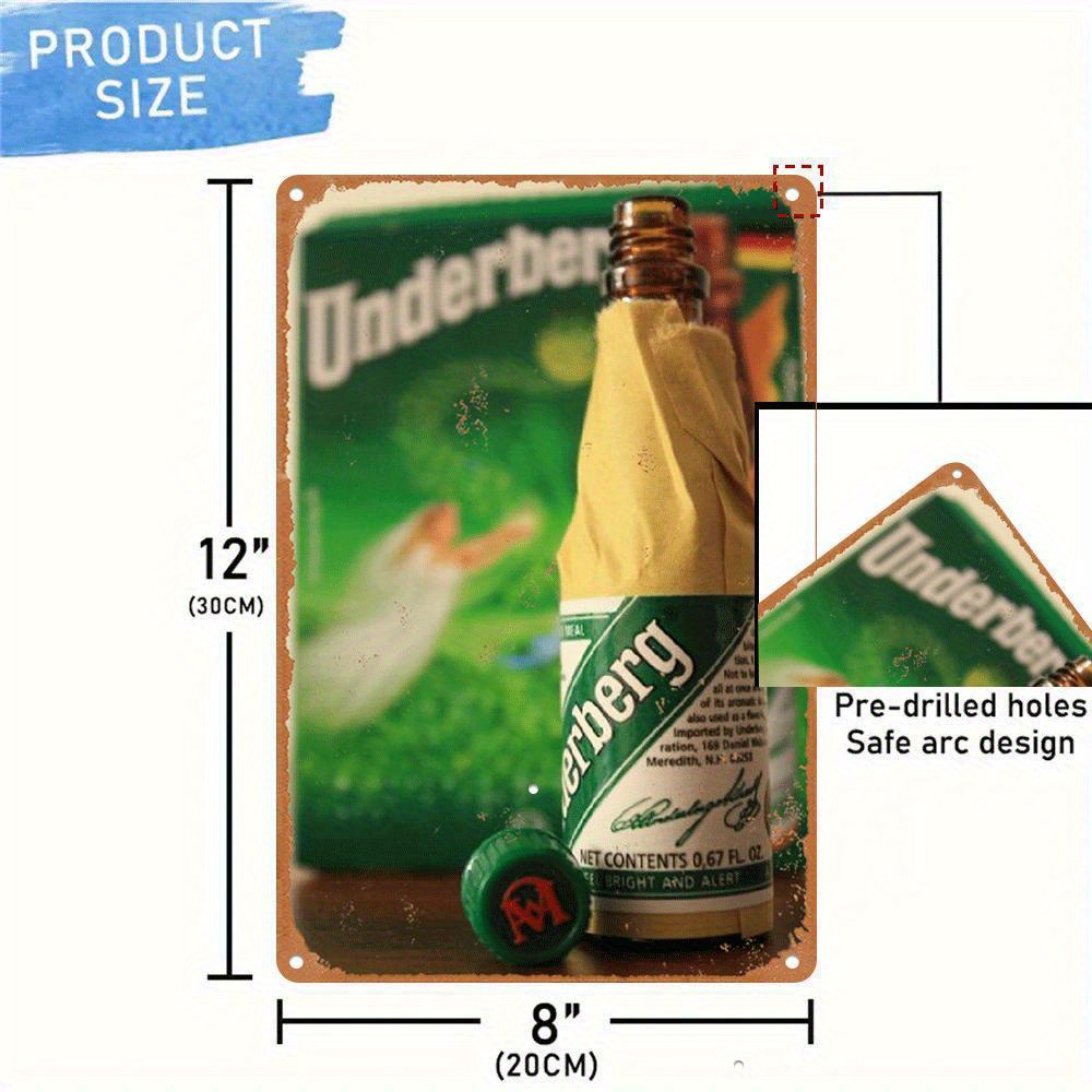 TEMU [2d Flat] 1pc Vintage Beer Metal Sign - 8x12 Inch Retro Wall Decor With Beer Mug & Beer - Bar, Kitchen, For Man Cave, Or Beer Store, Beer