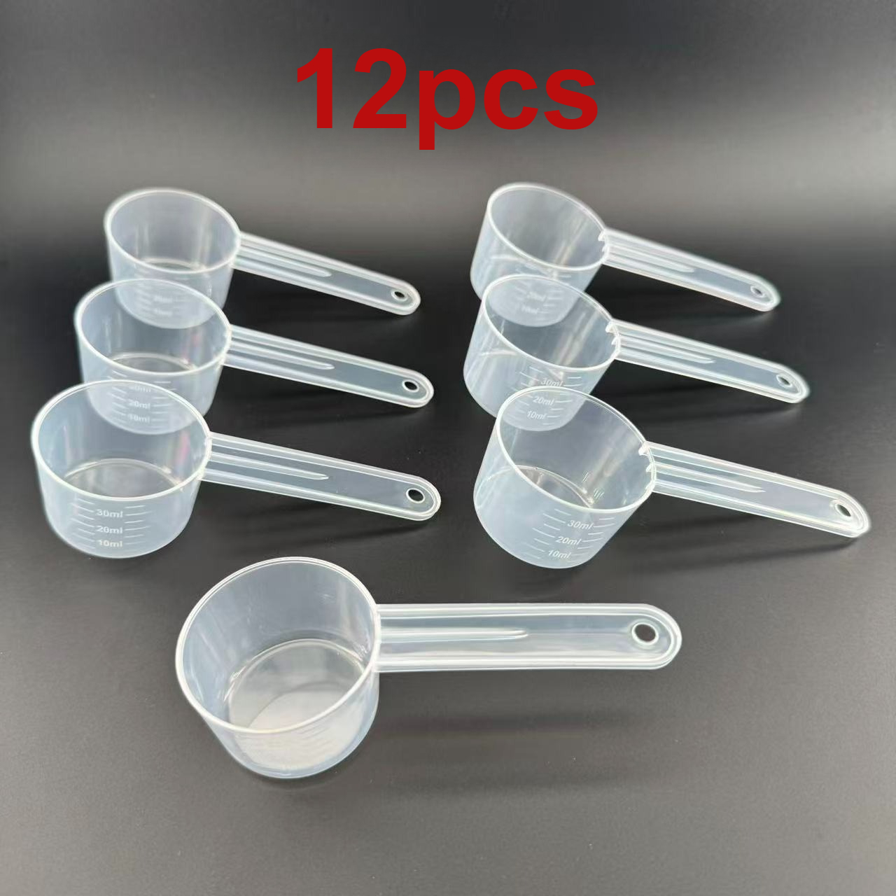 TEMU 12pcs 40ml Transparent Measuring Spoons, Flat Bottom Coffee Spoons, Graduated Spoons, Suitable For Kitchen Cooking, Baking, Drying, And Liquid