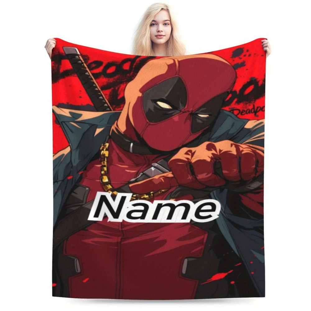 

1pc Customizable Superhero Flannel Blanket, Personalized Name , Soft And Warm Multipurpose Throw For All , Ideal Christmas Gift