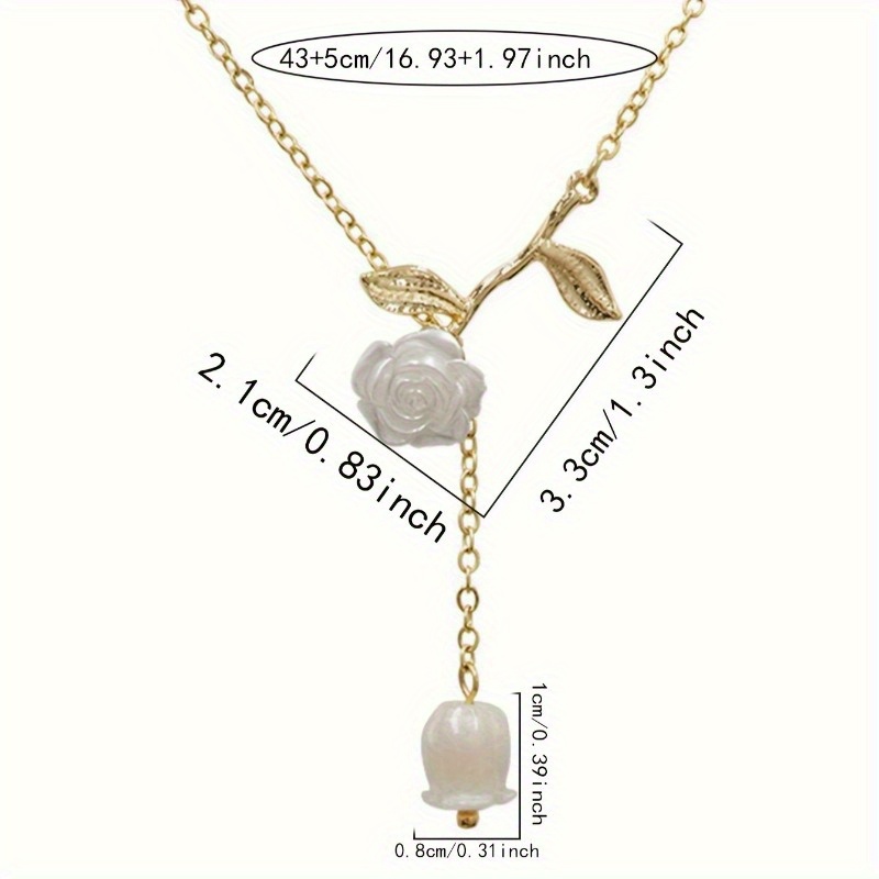 French Retro Rose Necklace with Flower Pendant