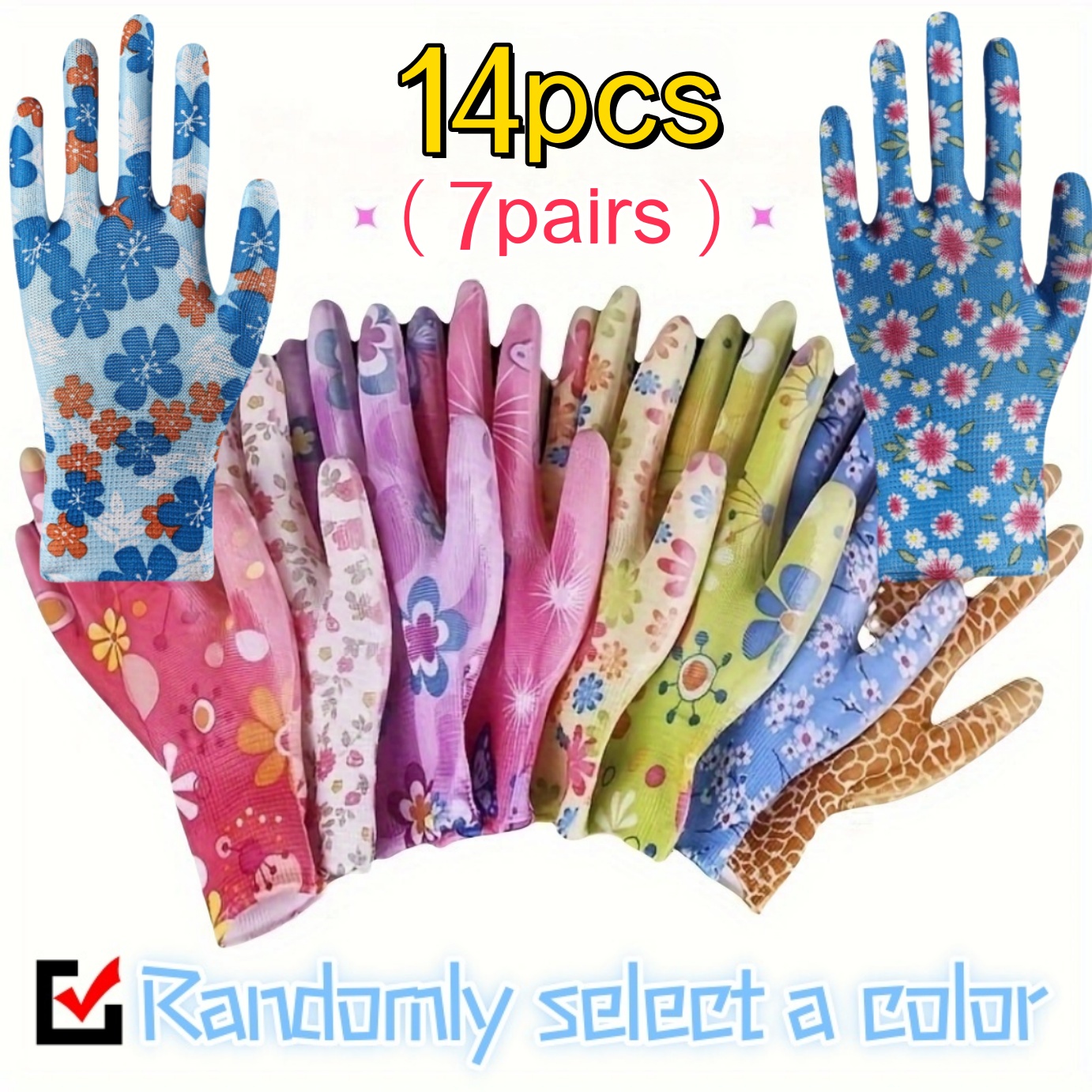 E-shop 14/30 Stück Damenhandschuhe, atmungsaktive Ganzjahres-Nylongloves, multifunktionale bedruckte Handschuhe, zufällige Farbe versandt