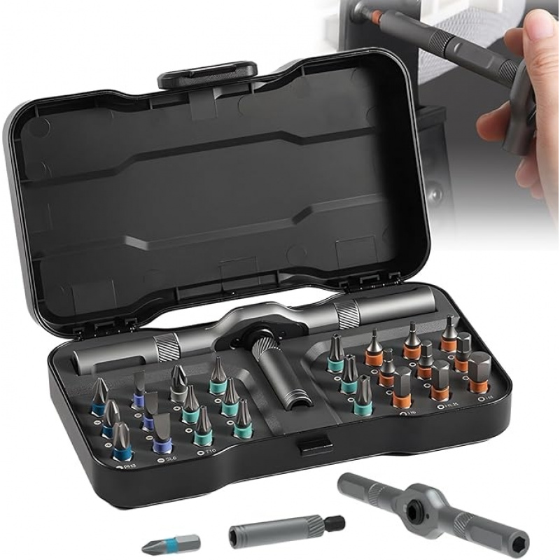TEMU 24in 1 Multi Bit Ratchet Wrench Screwdriver Set With Magnetic Screwdriver Bits, Detachable Ratchet Handle