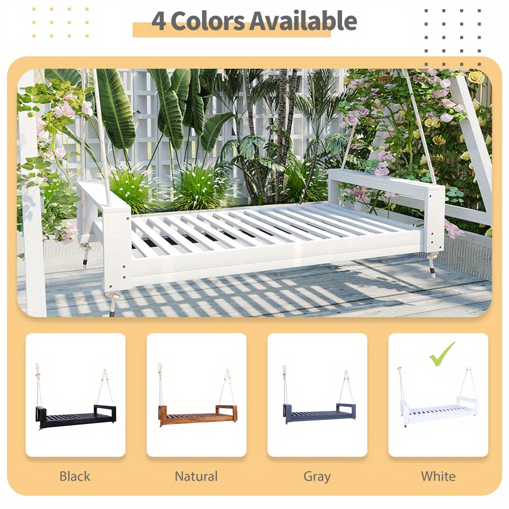 Garden seating. Swing chair. Double-sized porch swing bed seating set with hemp rope swing frame, suitable for gardens and backyards. Minimalist rustic style, ideal for courtyards and gardens. Mattress sold separately.