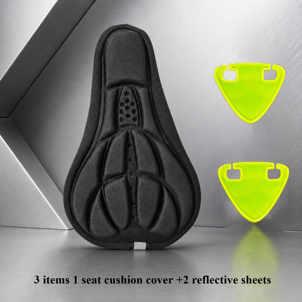 TEMU 3pcs Set: 1pc Bicycle Cushion Cover And 2pcs Reflectors, Reflective Safety Additions For Night Riding, Shock Absorption And Breathable Soft Foam