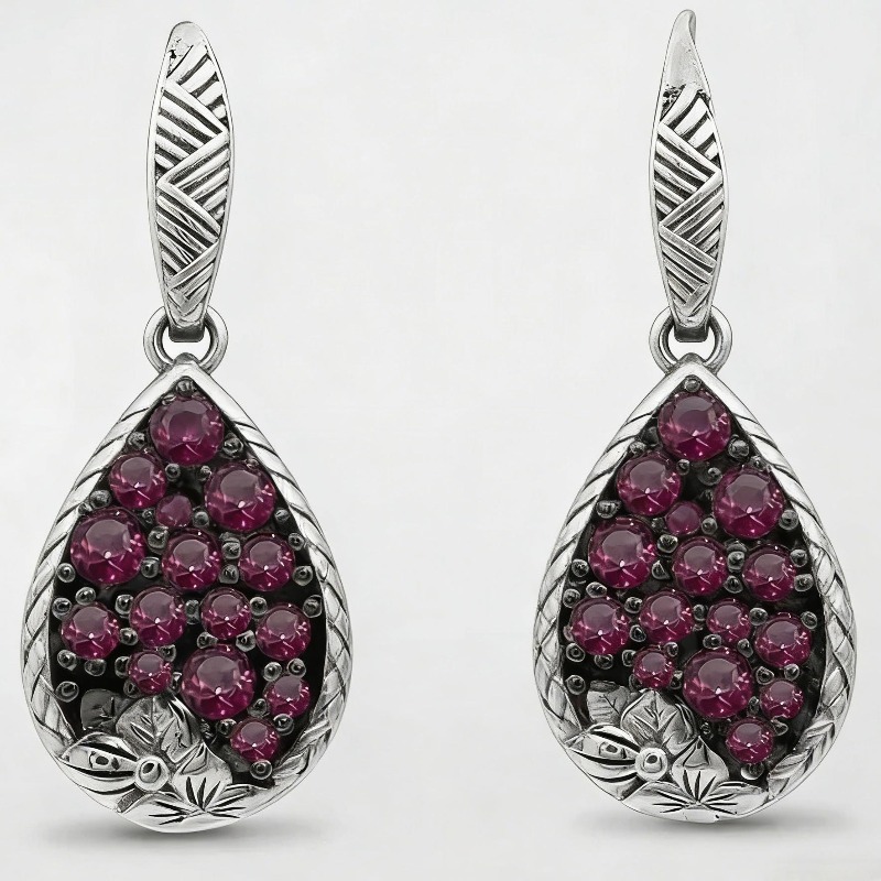 Women's Vintage Exquisite Teardrop Dangle Hook Earrings with Zirconia