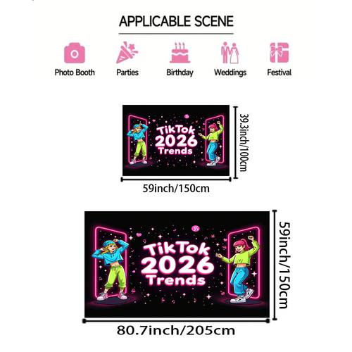 2d , 2d - 1pc banner de con impresión 2d , tela de collage para de en tiktok - tendencia neon glow 2026, con letreros y marcos de bailarín - para colgar en la pared, ideal para s, decoración