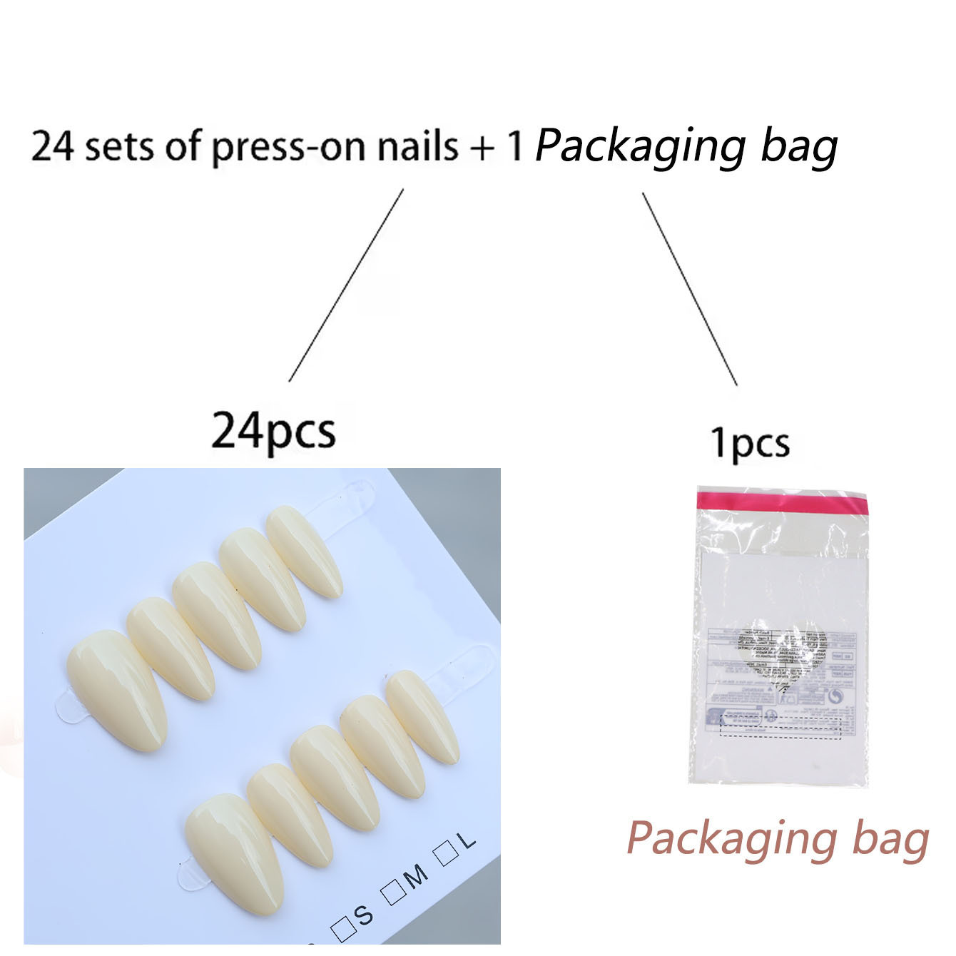 TEMU 25pcs (24 Wearable Armors And 1 Packaging Bag) Of Handcrafted High-end Creamy Yellow Artistic Nail Art, Featuring And Lightweight Style, Short