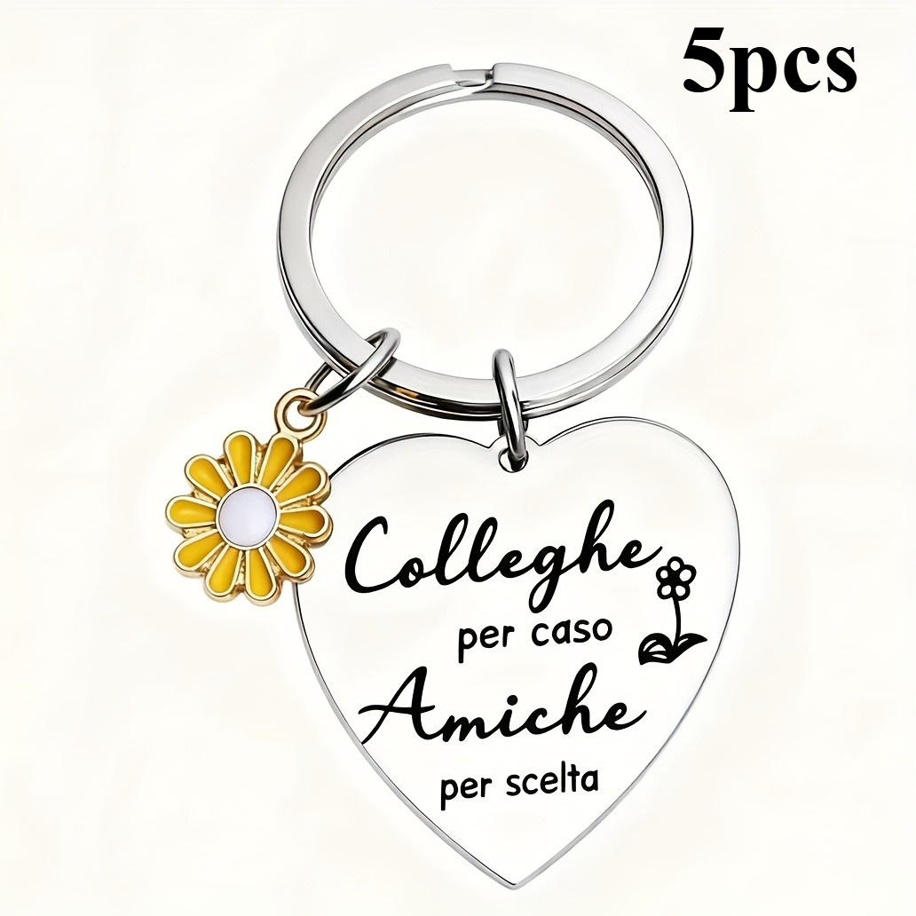 TEMU Set da 5 portachiavi a forma di cuore "Collega per , " con ciondolo a forma di , regalo ricordo di amicizia per colleghi/ di lavoro/migliori ,