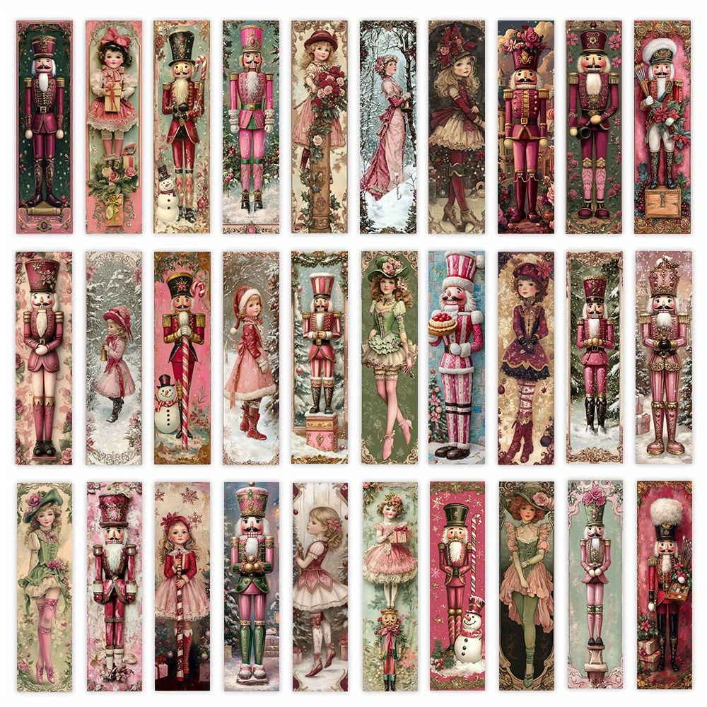 TEMU 32pcs, Christmas Pink Nutcracker Bookmarks, Christmas, Decorate The Pages To Add A Color To The Pages, Exquisite Bookmarks Without , Creative