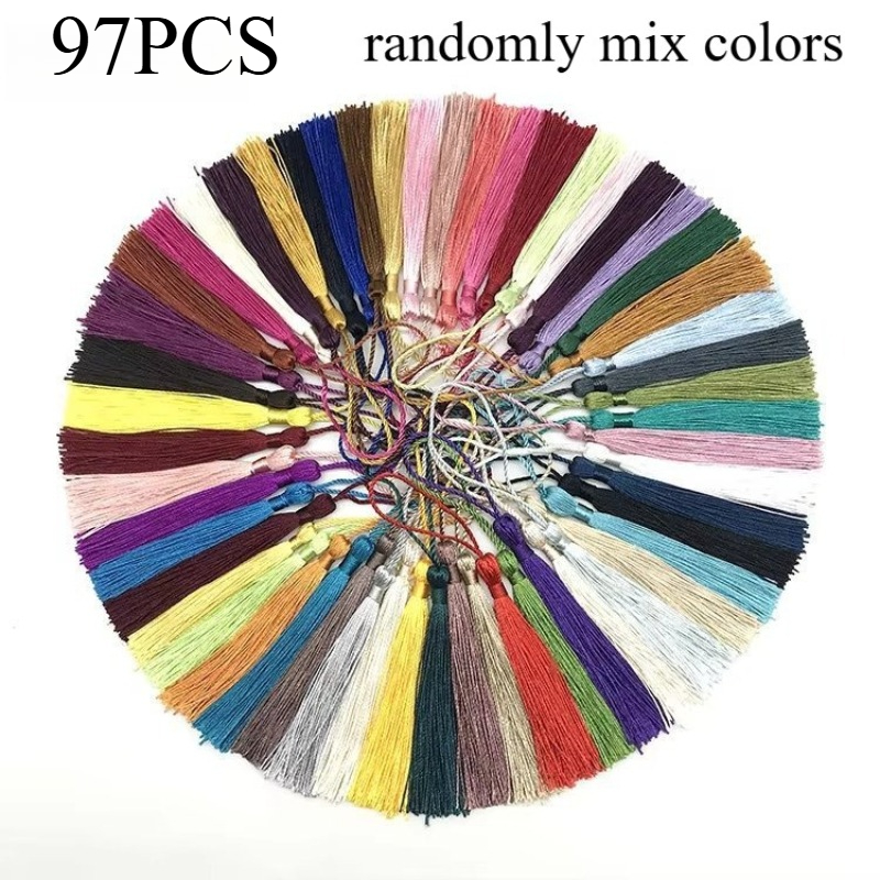 TEMU 97 pezzi di ciondoli con frange di colori misti casuali, aggiunte fatte a , adatti per di segnalibri, gioielli, assemblaggio di portachiavi,