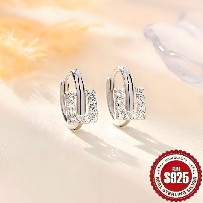 

1 Pair Elegant 925 , Synthetic Cubic Zirconia, Hollow Sugar , & Gift Jewelry, Valentine's Day Suitable, Wear