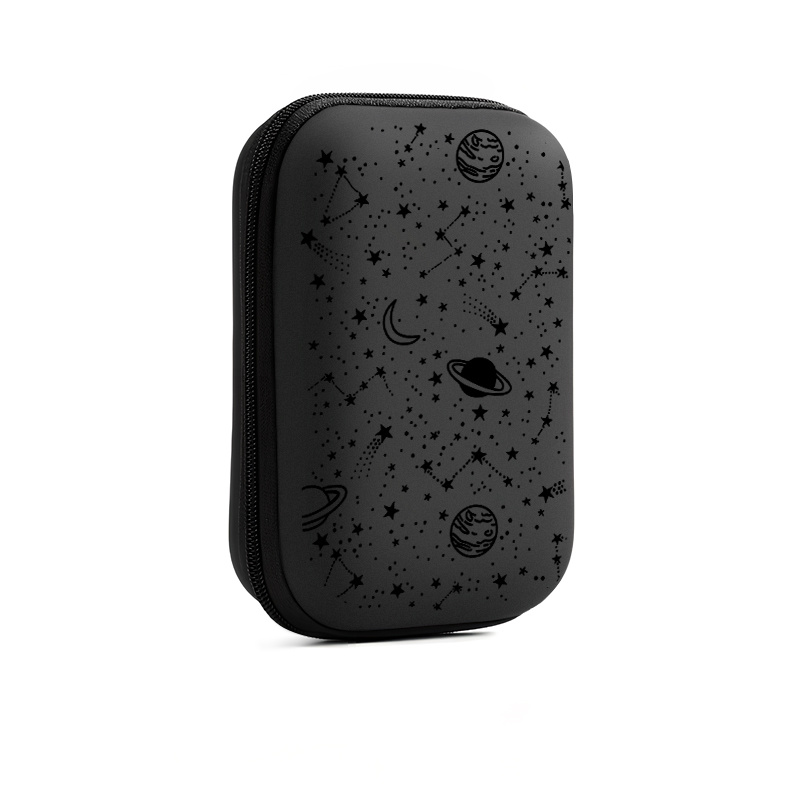 TEMU Moon Pattern. A For Office And Travel! Eva Hard Edgeear Earphone/cable/charger Storage Box. + Mesh Pocket. Sturdy Hard Shell Accessory Storage -