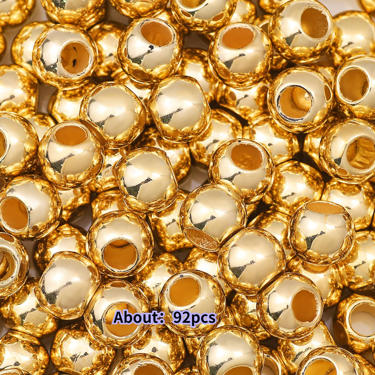TEMU 61/92pcs Shiny Smooth Large Beads, Spacer Beads, Beads And Bead Assortments. For Jewelry Making, Handicraft Production, Friendship Bracelets,
