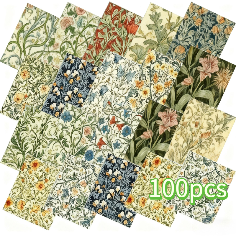 TEMU 100pcs 10x10cm (3.9x3.9in) Floral-themed Series, Printed Handmade Fabric, Hand-pieced Quilt Strips For Diy Craft Projects. Includes Assorted