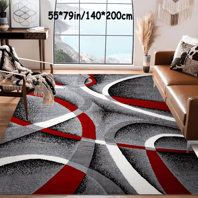 TEMU [   800 Grams Per   Non-slip Plastic Dotted Bottom] 1pc Christmas Decoration Area Large Carpet Abstract Geometric Nordic Carpet Non-slip Machine