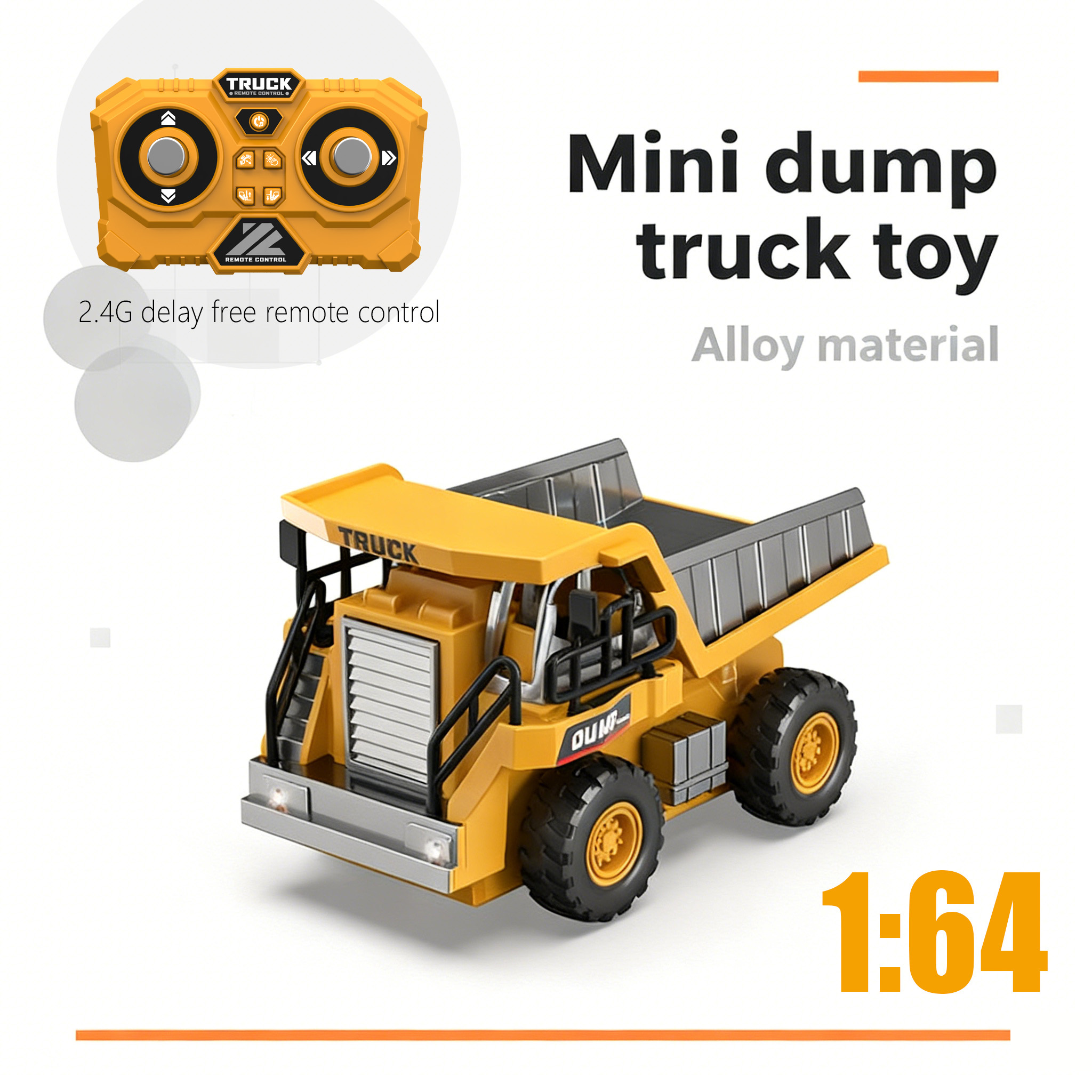TEMU 6-channel Remote-controlled Mini Dump Truck, 2.4ghz Rc Construction Vehicle, Toy Dump Truck With A Dump Bed And Lights - Perfect Gift For