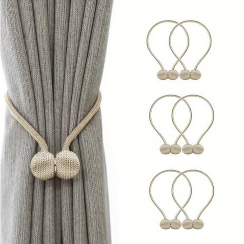 6pcs strong magnetic curtain tie decoration curtain woven curtain tie curtain rope suitable for home indoor and outdoor use