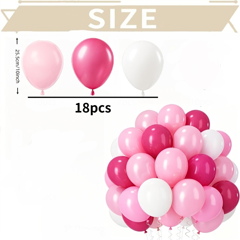 TEMU Ensemble de ballons de fête 18 pièces blanc poudre-rose-rouge, comprenant du rose de 10 pouces, du et du blanc. de couleur tendance et attrayant