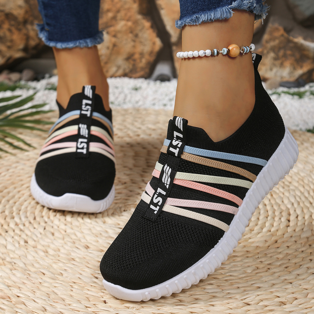 TEMU Women's Cut-out Sneakers, Casual Breathable Slip On Walking Shoes, Lightweight Outdoor Flat Shoes