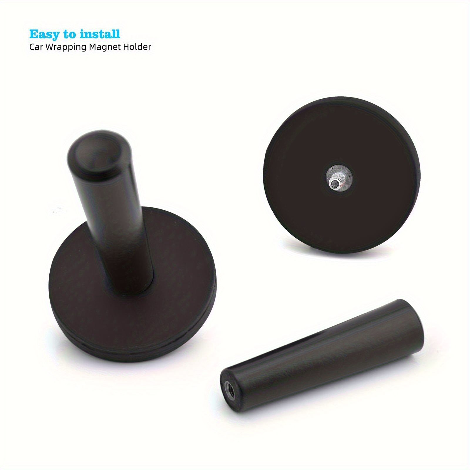 TEMU 2pcs Black Vinyl Wrap Magnets For Cars - Durable Pp Material, Round Shape, Ideal For Car Wrapping & Crafts, Sign Making, And Window Tinting, Car