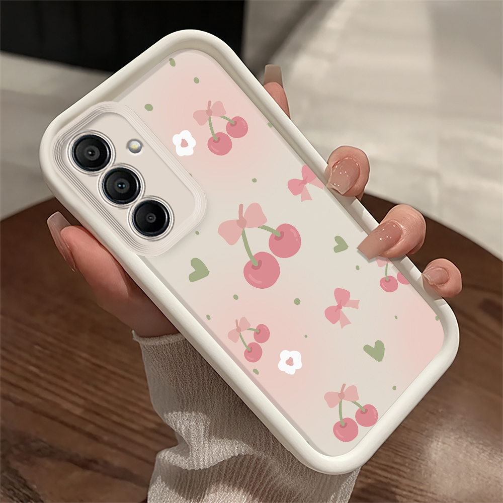 TEMU Phone Case: Cherry Black And White Phone Case, For Galaxy S25/s24/s23/s22/s21/s20 Ultra, Plus, Fe And