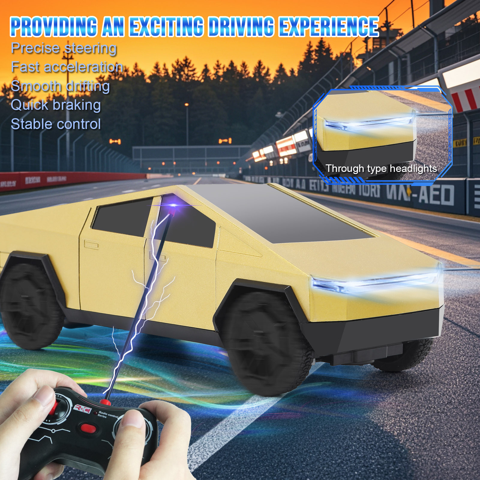 Cyber Truck Toy Remote Control Pickup Truck, 1/24 Scale Racing Cybertruck Model, Rechargeable Battery & Light and Loadspace, for Adults and Boys