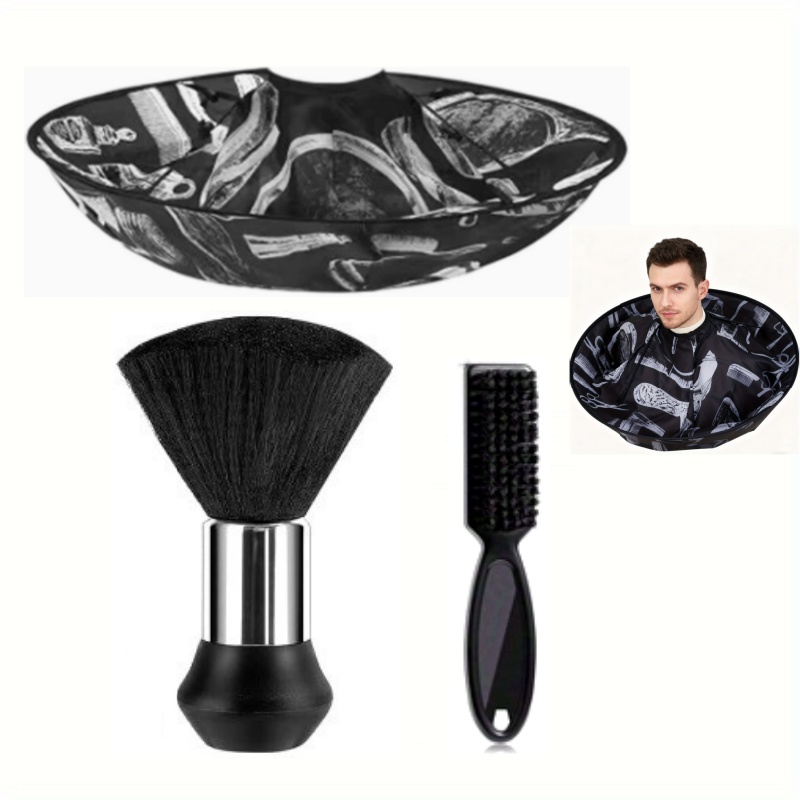 TEMU Ensemble de 3 pièces : foulard de coupe de cheveux et brosse avec écran de de cheveux réglable et pliable, convient aux salons pour adultes,
