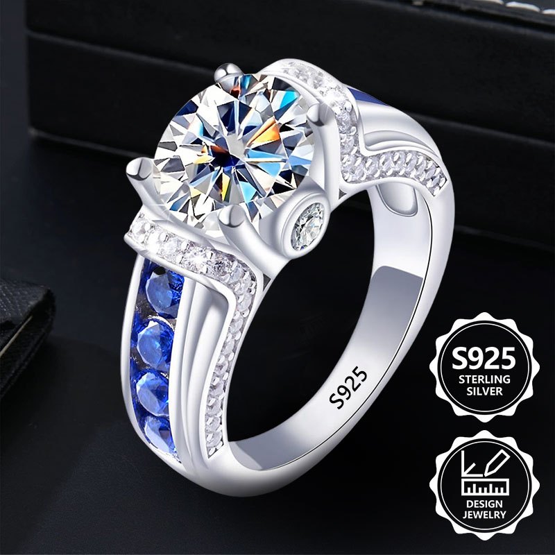 925 Sterling Silver Exquisite Ladies' Fashion Ring, Elegant And Fashionable, Set With Moissanite, A High-end Ladies' Jewelry Ring With , Suitable For Vacation Trips, Daily Wear, And Is The Gift For .