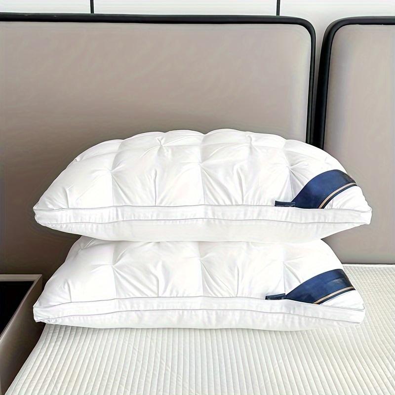 Set of 2 Luxurious Five-Star Hotel Quality Pillows - Designed for Deep Sleep with Neck Support, Featuring High-Density, Non-Flattening Covers Suitable for All Seasons, Made with White Satin And Filled with 100% Polyester