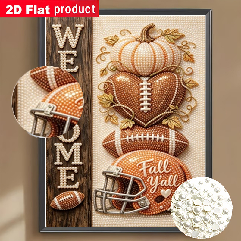 TEMU 2d/flat Diy Handmade Painting Kit With Autumn Theme, Includes Tools And Pearl Drill Bag. A Great Item For Home/office Decor, A Creative Handmade
