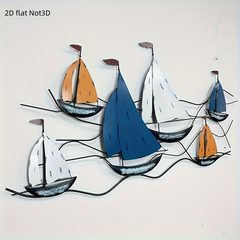 E-shop [2D Flat] [2D Flat] Acryl Dekorationen, künstlerische Anordnung: "Smooth Sailing" Segelboot Wandbehang, geeignet für Hof- und Teeroom-Dekor für