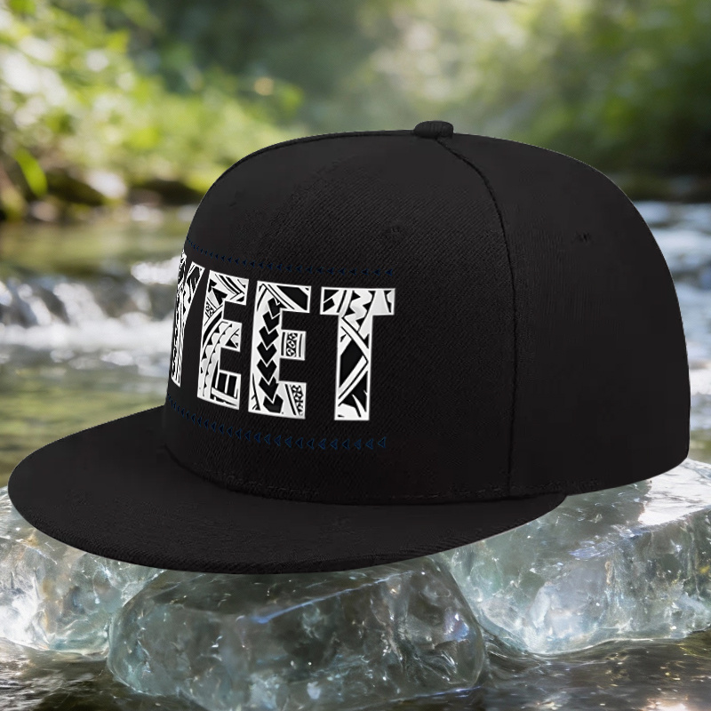 TEMU 1pc Unisex Yeet Compatible For - Funky Geometric Yeet Outdoor Breathable Hat For Parties, Camping, Gym, Running, Streetwear - With Yeet Text