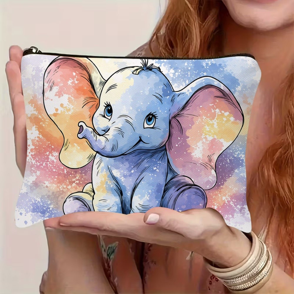 TEMU 1pc 2d Flat Printing Watercolor Ombre Pattern Slogan Multi-functional Travel And Home Toiletry Organizer Bag, Unisex Portable Makeup Pouch,