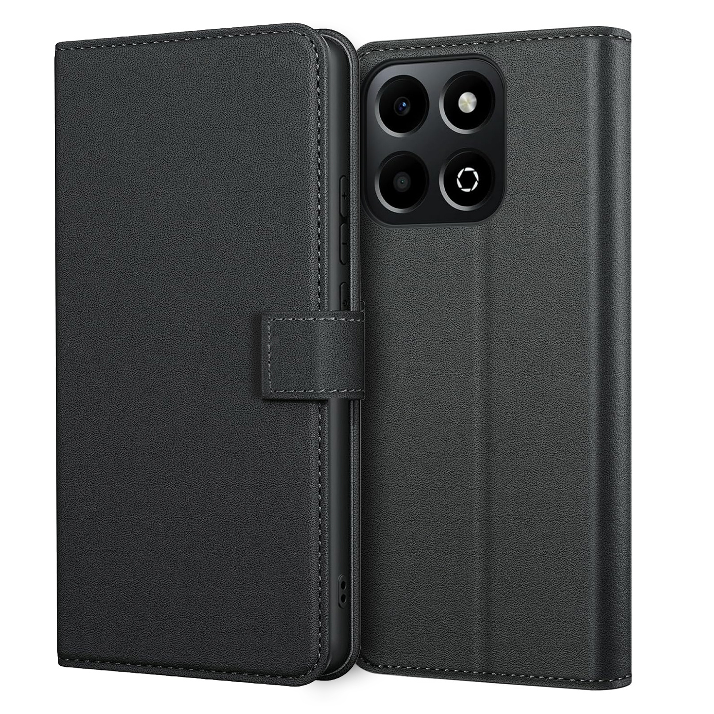 TEMU Étui téléphone : Compatible avec Honor 400, Coque intelligente avec support intégré, en cuir PU, fente pour carte, portefeuille noir, coque de