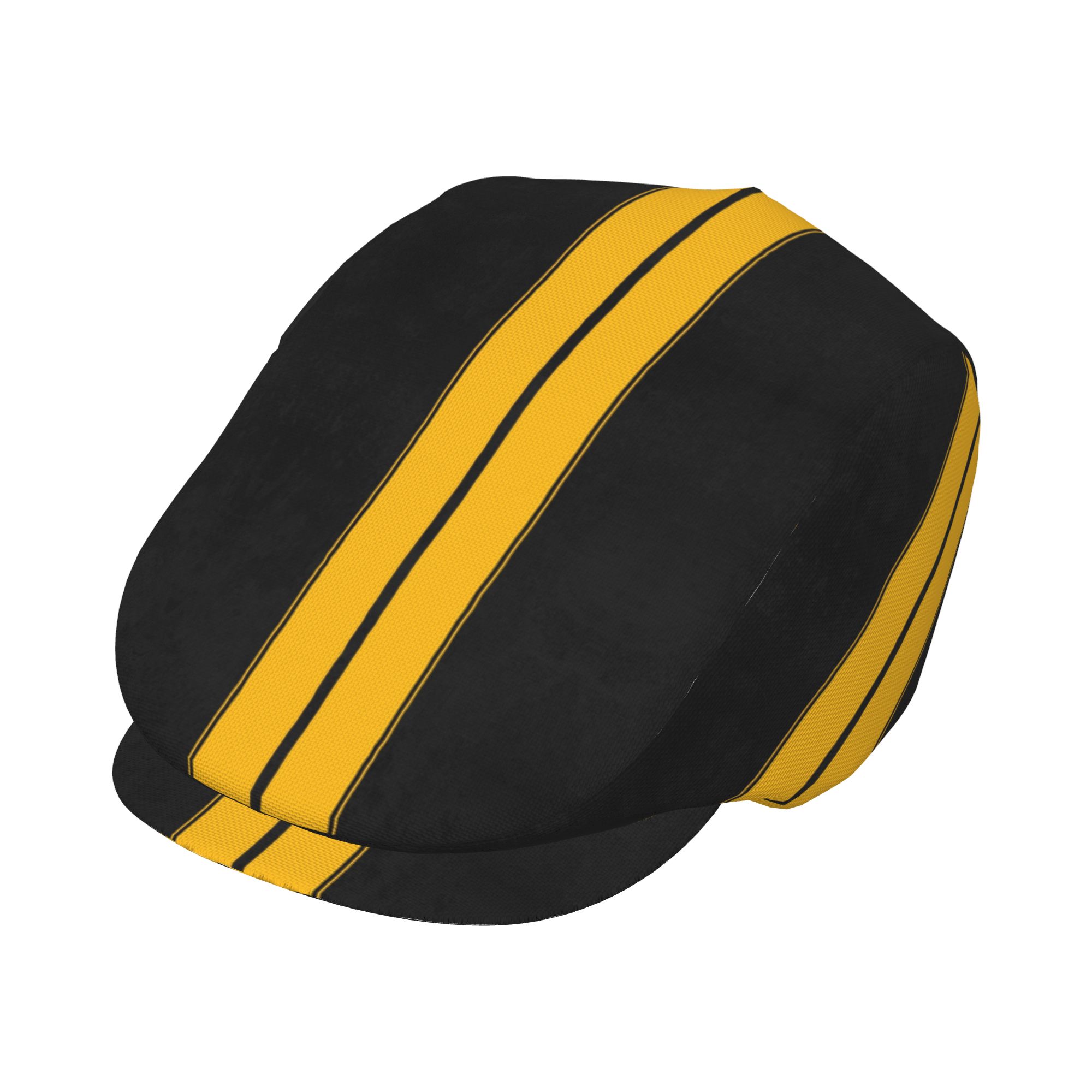 TEMU 2d Flat - Black And Yellow Striped Pattern Men Beret Hat Polyester Adjustable Newsboy Hats Driving Flat Caps Women Beret 1pc