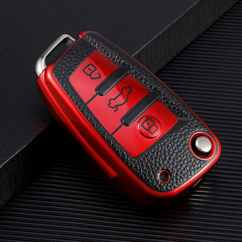 TEMU Premium TPU Opvouwbare Autosleutelhoes voor Audi A3/A1 Q2L/Q3/R8/Q7/A6/A6L - Duurzame Beschermhoes met Gegroefde Greep, Past Goed, Opties