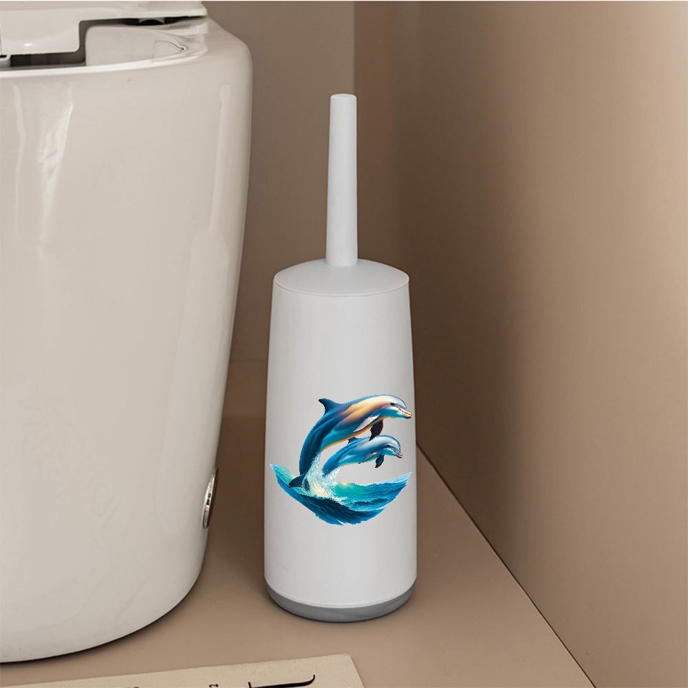 TEMU 1pc Dolphin Pattern Freestanding Toilet Brush In The Bathroom, Toilet Cleaning Brush With Holder, Decorative Bathroom Cleaning Tool For Toilet